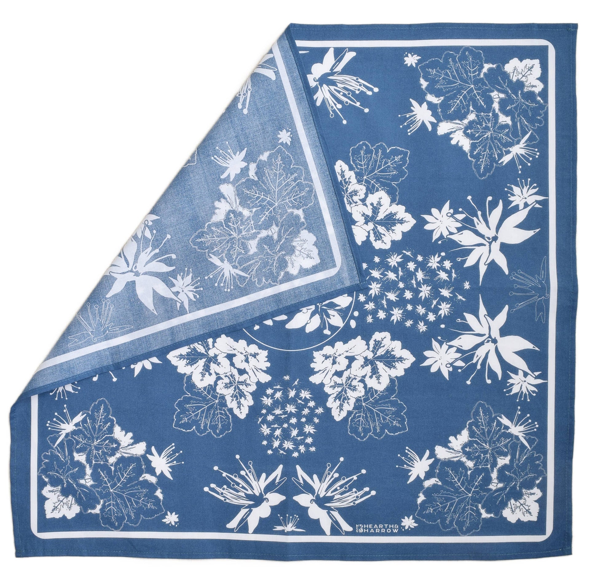 Shade Garden Bandana - 100% Cotton - Blue - Garden Print