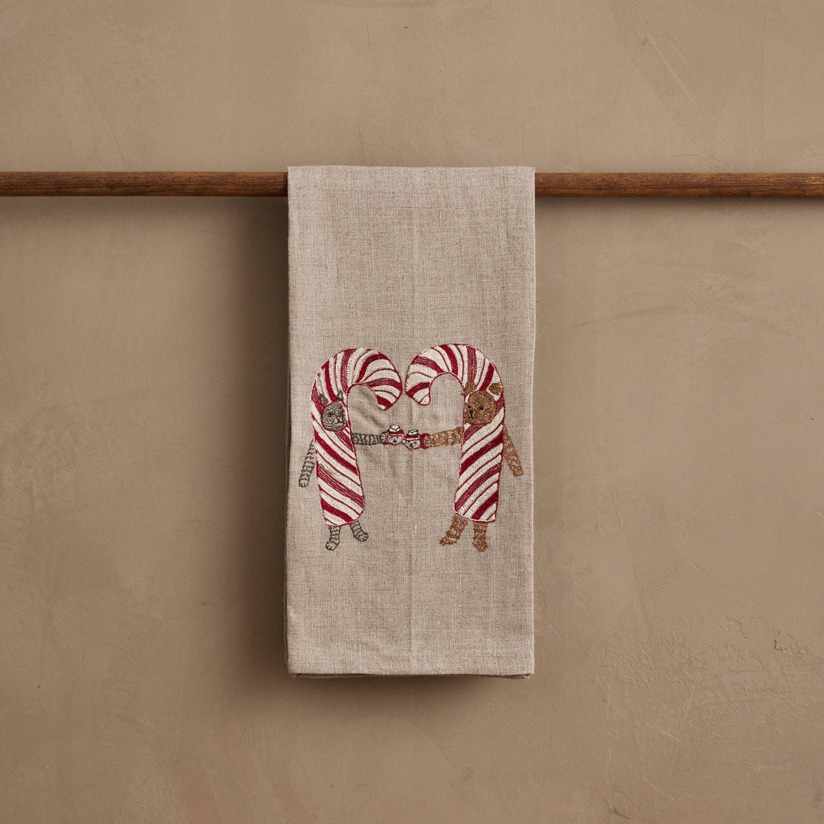 Candy Cane Cheers Tea Towel