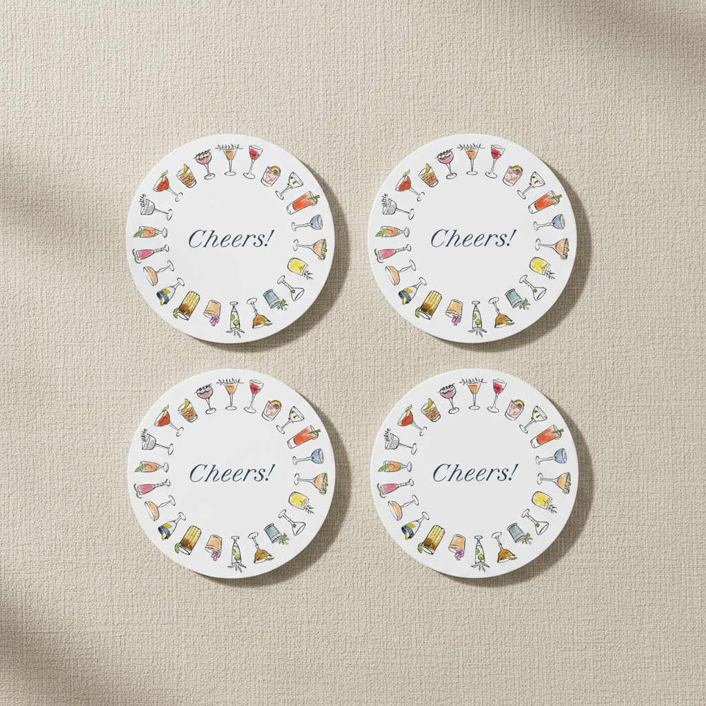 Cheers! Cocktail Coasters Set of 4