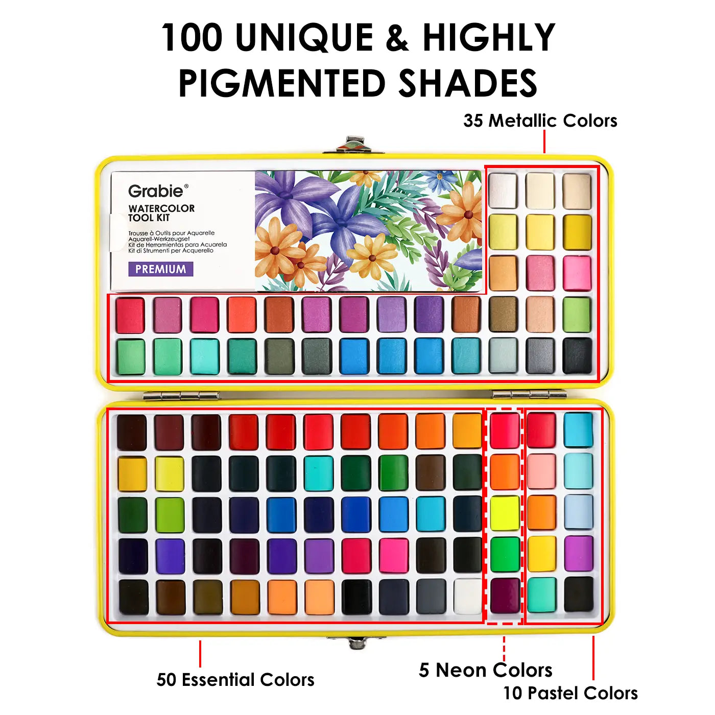 Watercolor Set of 100 with Brush