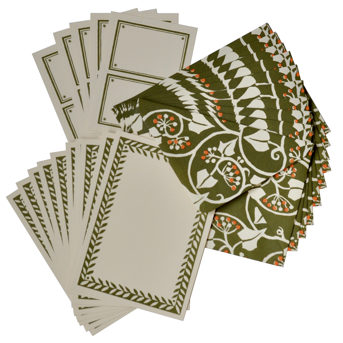 Cambridge Imprint Ivy Swamp Green And Orange Notecards And Envelopes