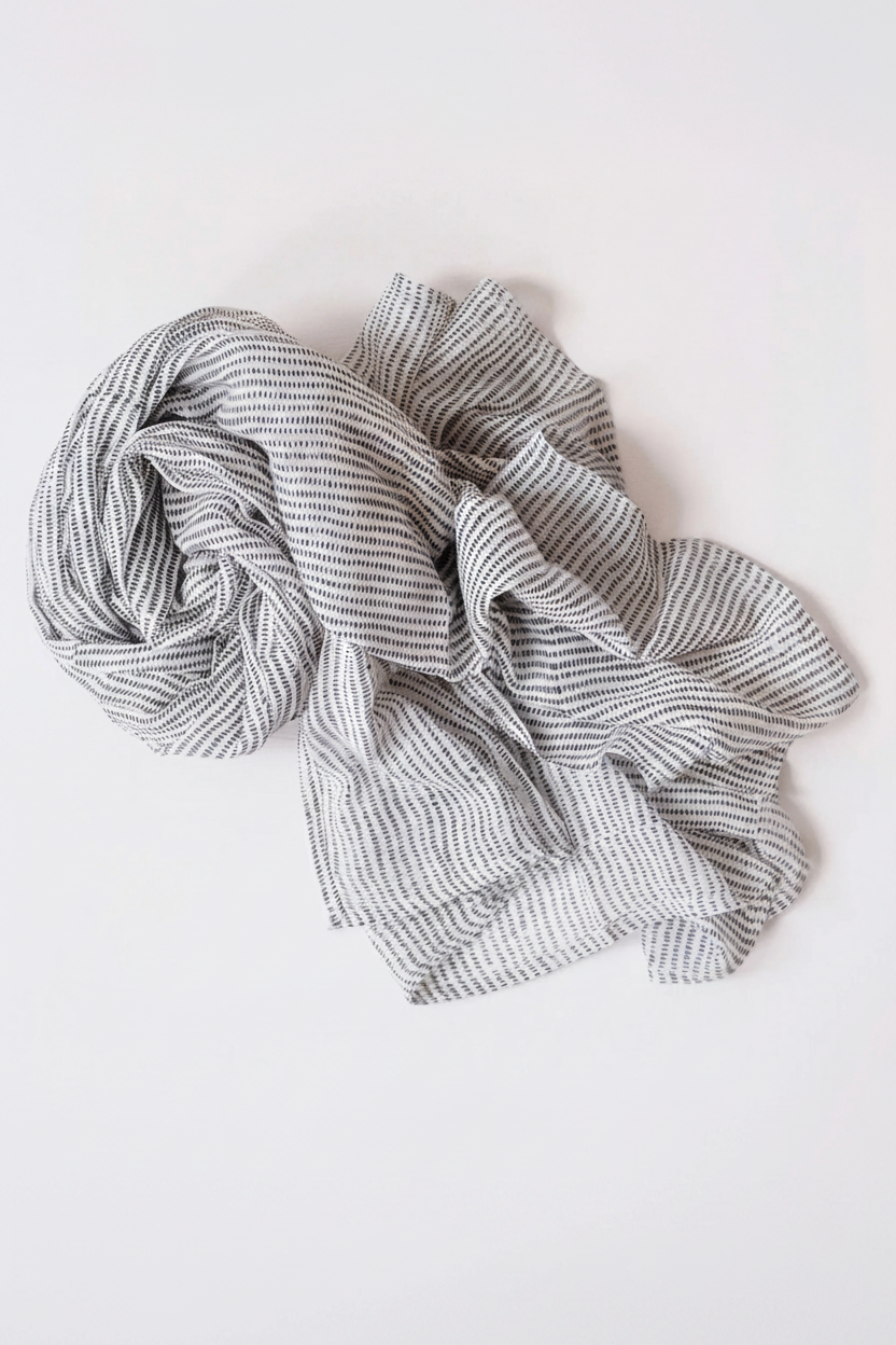 Alice Stripes Black Block Printed Scarf