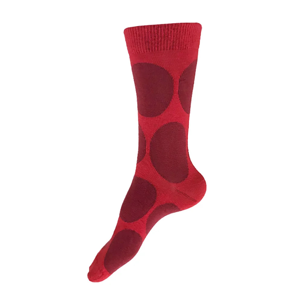 Dotty Red Maroon Socks