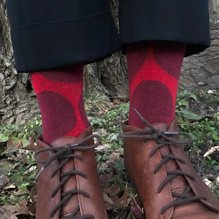 Dotty Red Maroon Socks