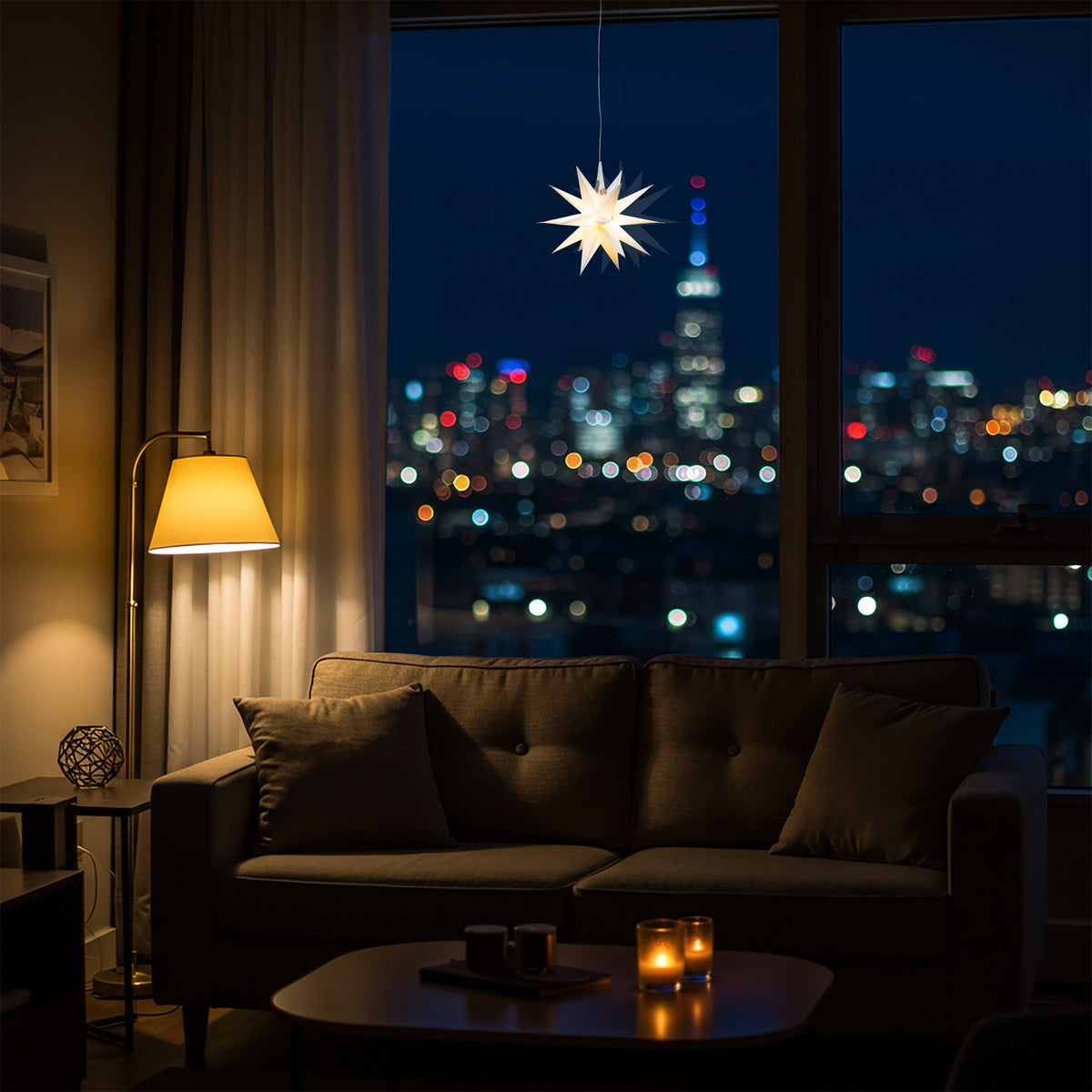 Moravian Mini Star 7 inch, White Paper Star Lantern Light