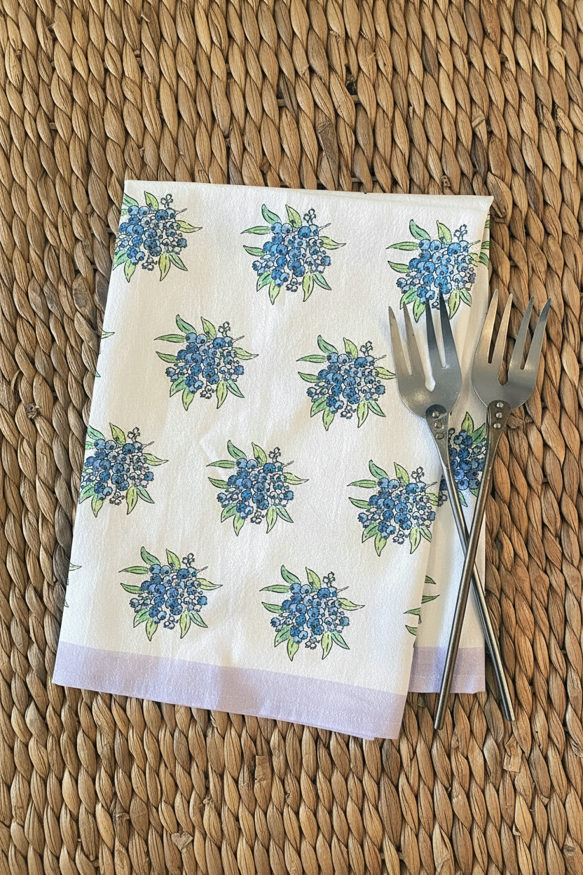 Wild Blueberries Tea Towel