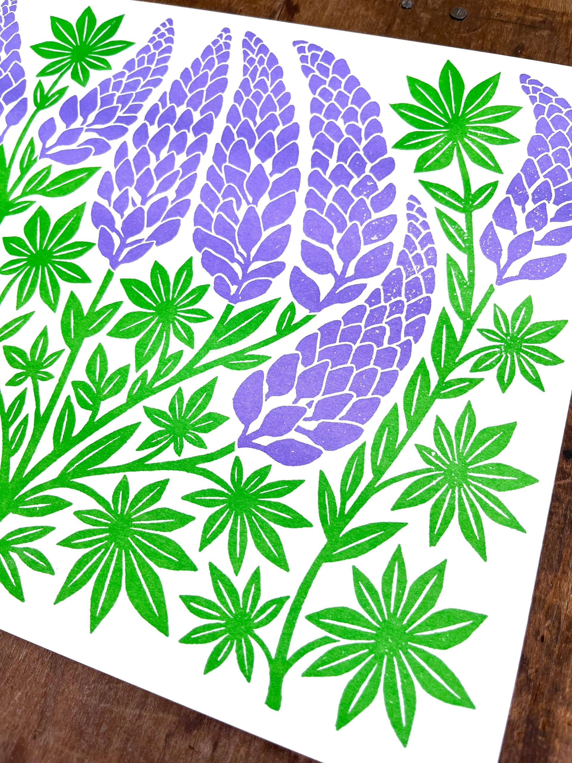 Lupines Risograph Print