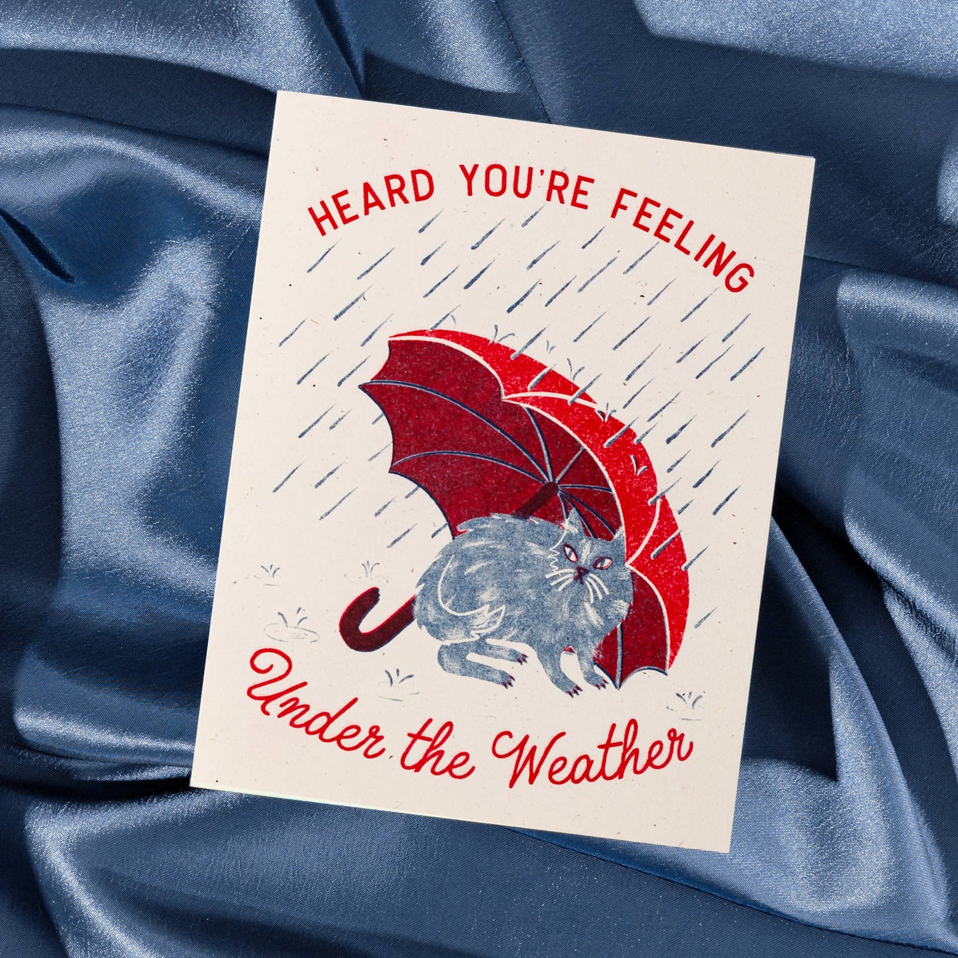 Under The Weather Cat - Risograph Get Well Card