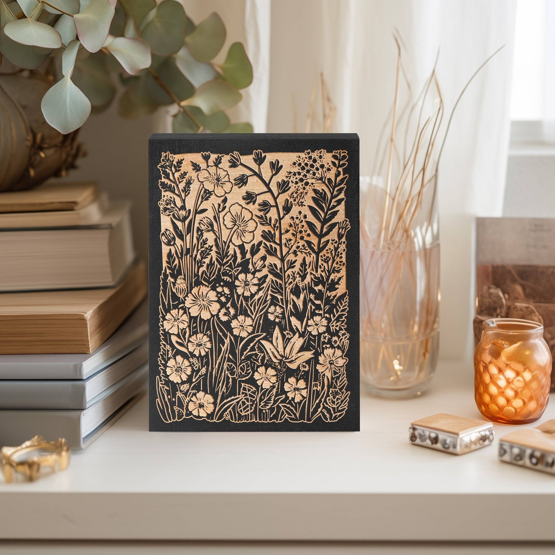 Garden Flowers Engraved Illustration