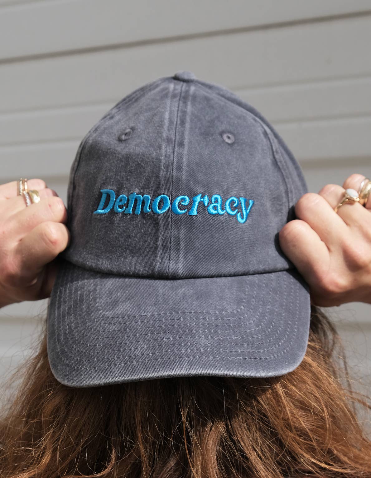 Embroidered Hat | Democracy, Washed Navy Color
