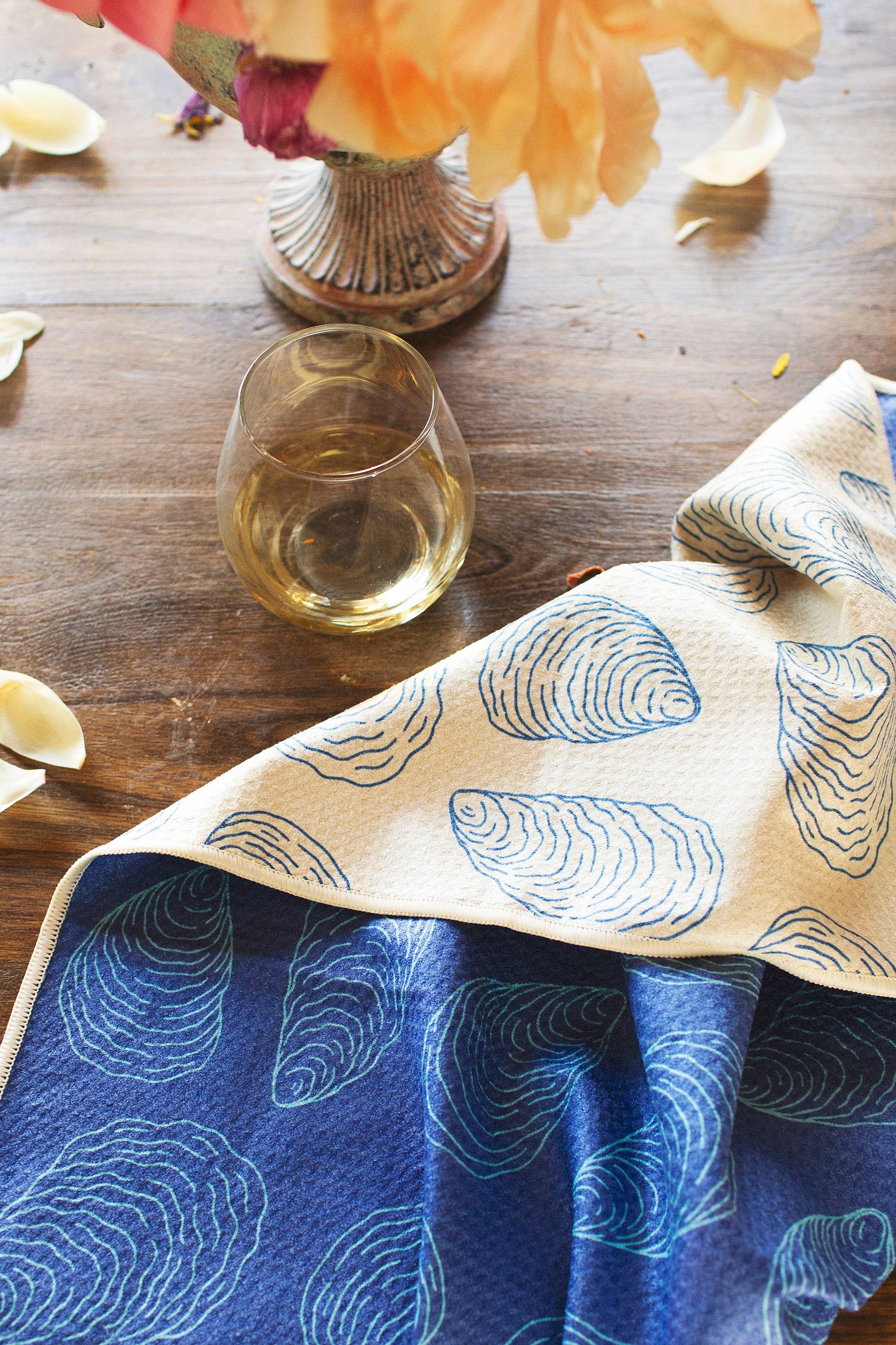 Coastal Oysters Kitchen Quick Dry Tea Towel