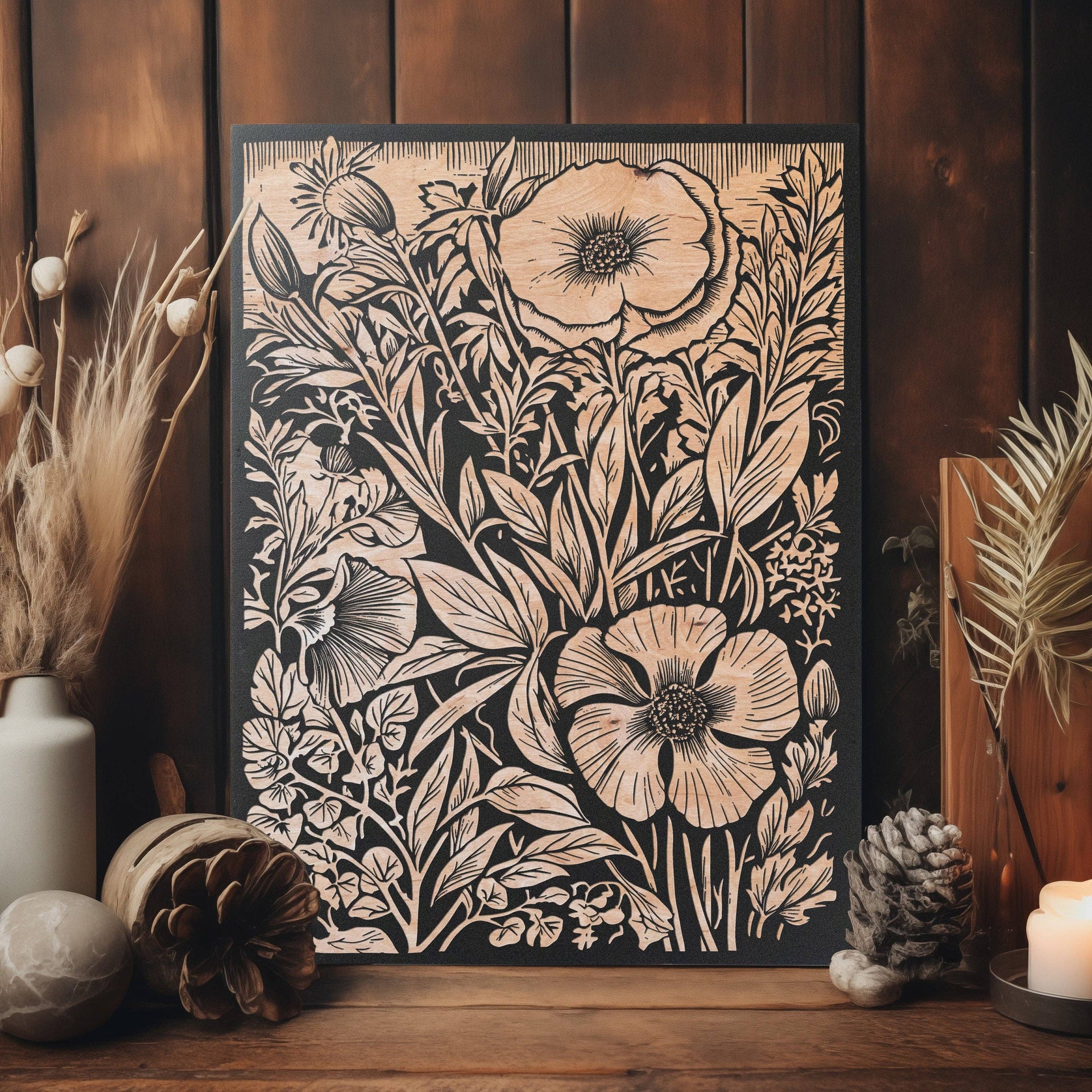 Wildflowers Engraved Illustration