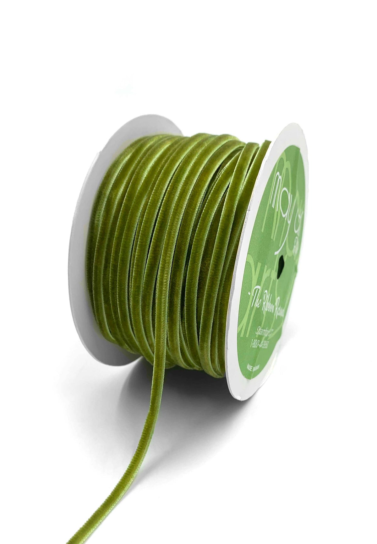 1/8" Sweetpea Green Velvet Cord String