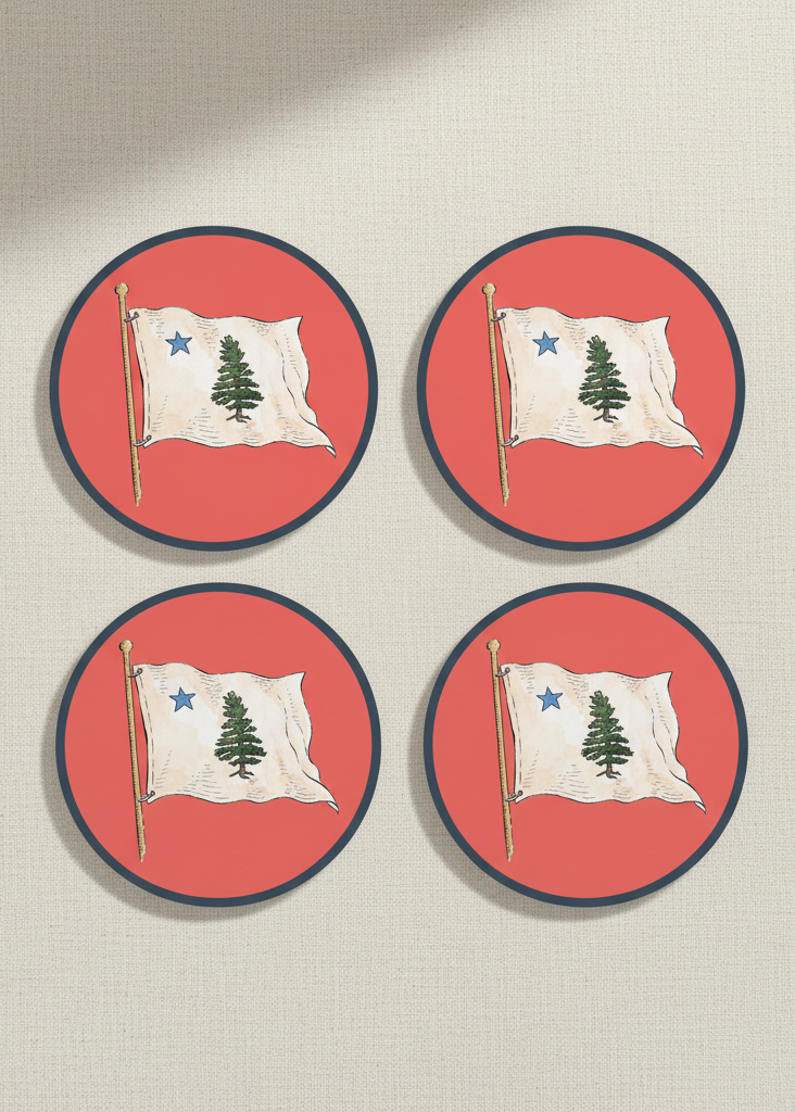 1901 Maine Flag Coasters Set of 4