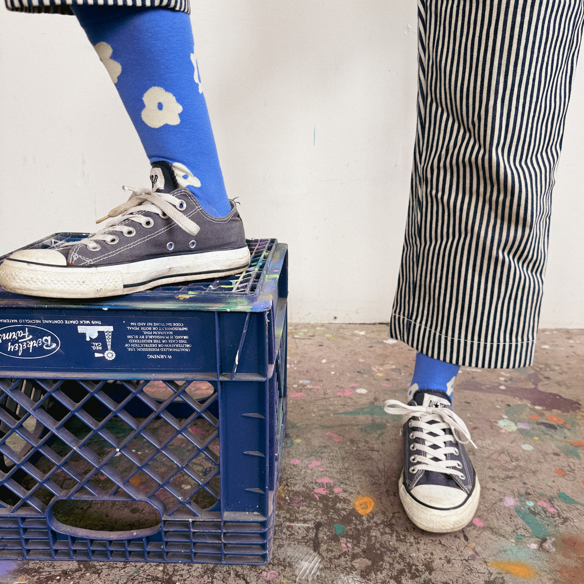 Celeste in Ultramarine Blue & Natural Crew Socks