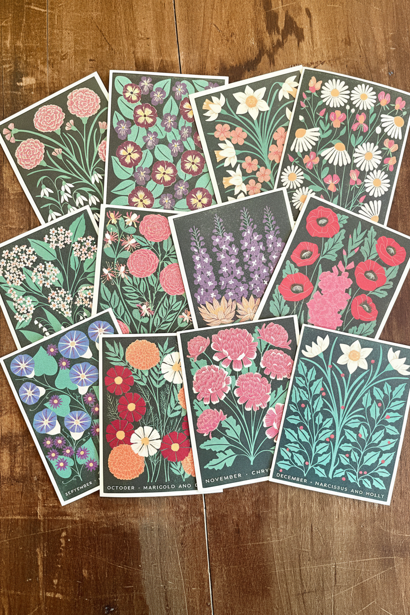 Birth Month Flowers: Complete 12 Card Boxed Set