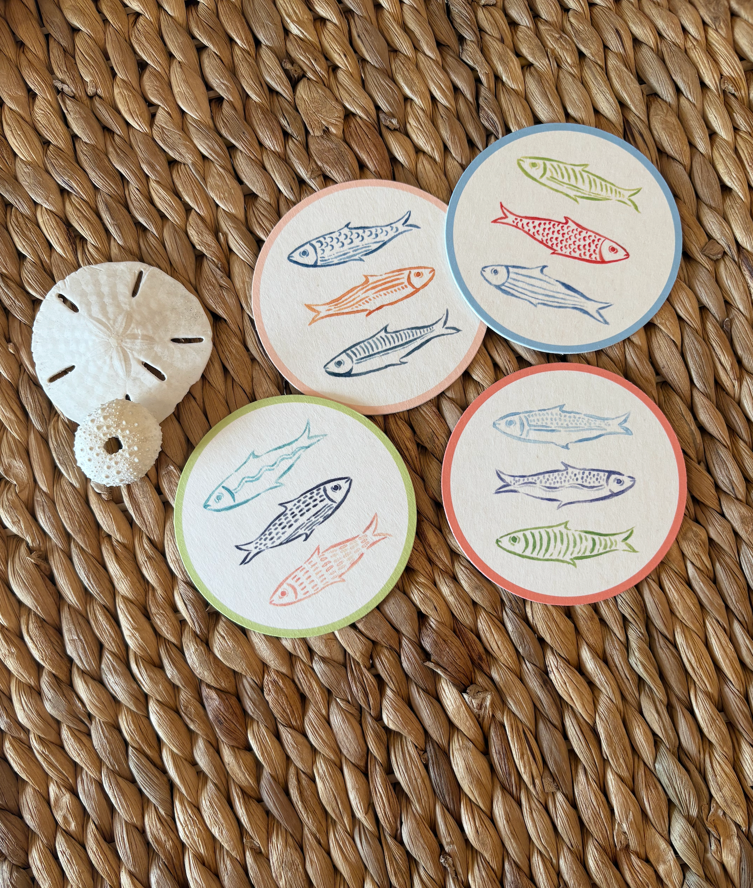 Rainbow Fish Coasters Set of 4