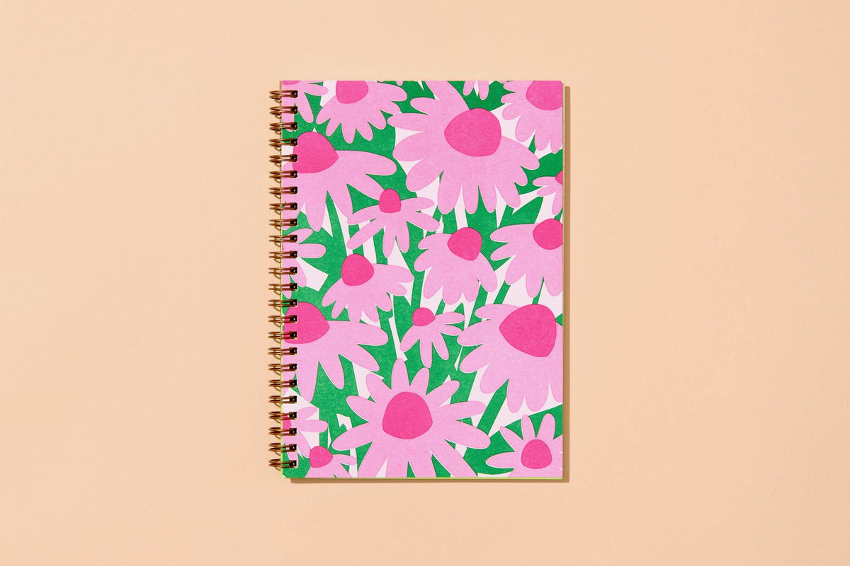 Letterpress A5 Lined Spiral Notebook Coneflower
