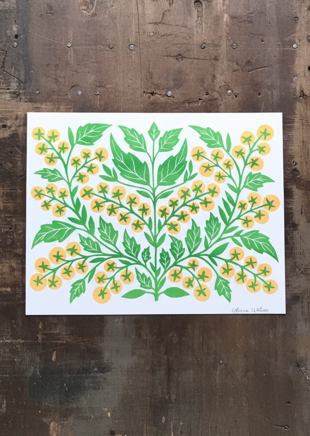 Sungold Tomato Risograph Print