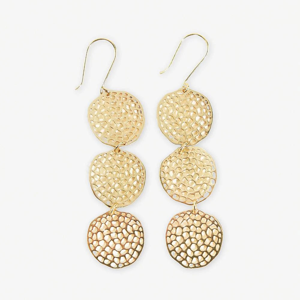Gretchen Triple Disc Textured Drop Earrings