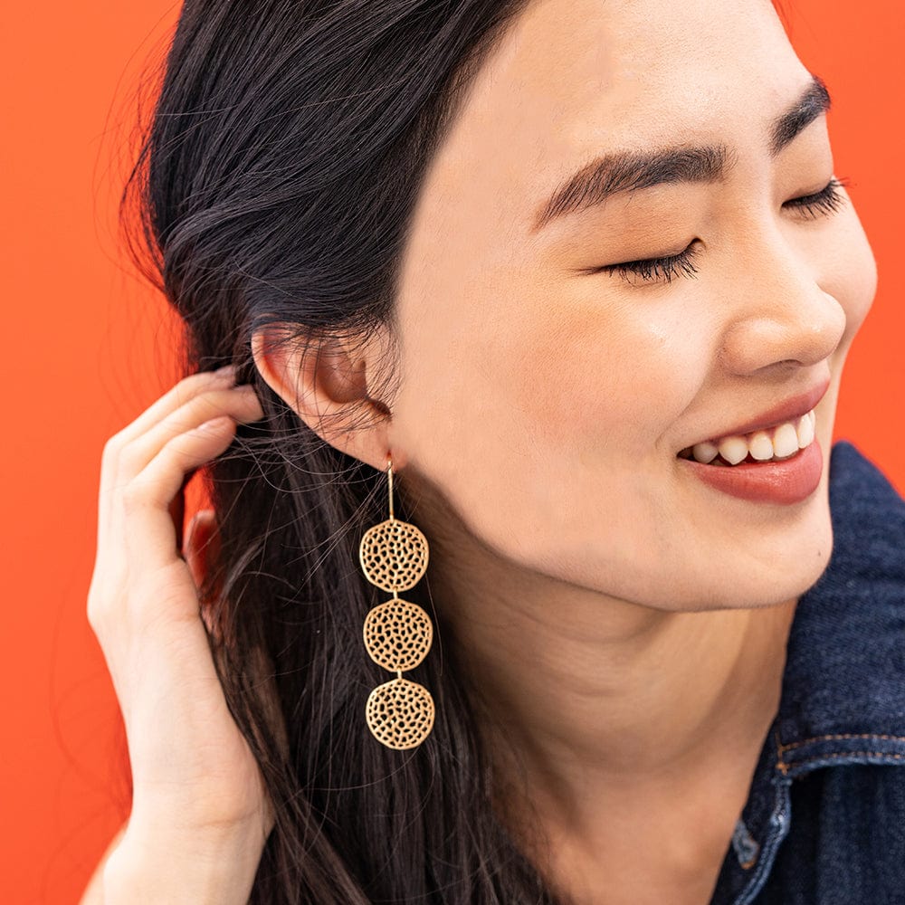 Gretchen Triple Disc Textured Drop Earrings
