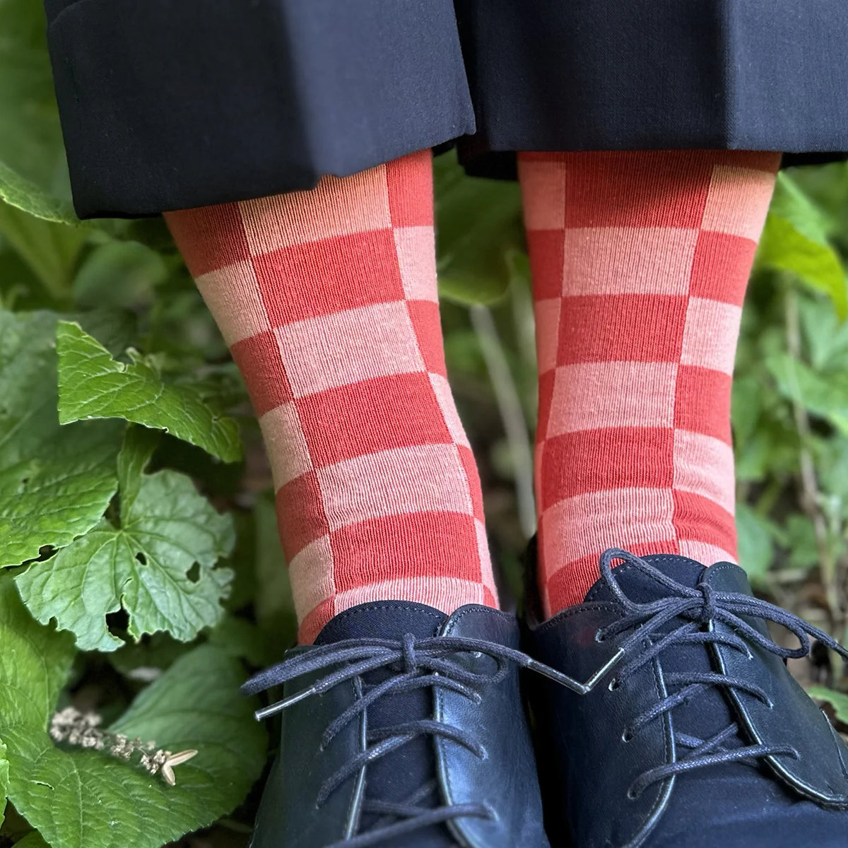 Katsura Check Rose Terracotta Socks