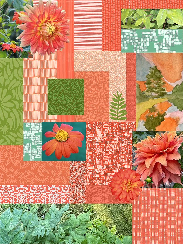 Orange Colorblock Collage Archival Print by Jennifer Judd-McGee